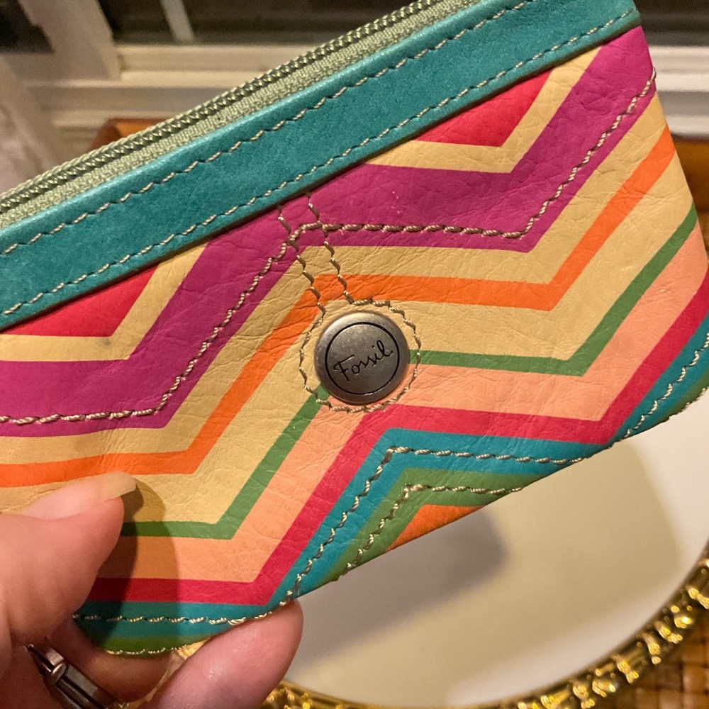 VTG Fossil Chevron Pattern Small Coin Purse NWT - Picture 6 of 6